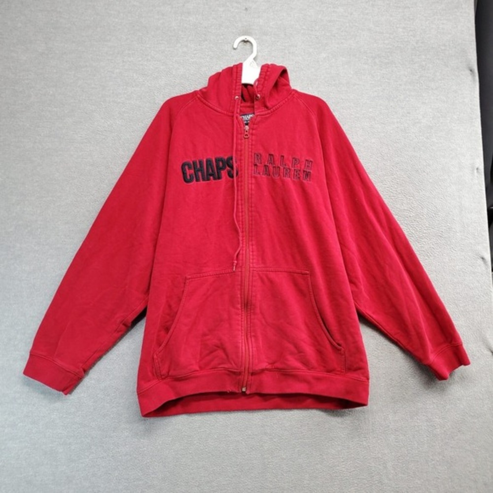 VINTAGE Chaps Ralph Lauren Men Sweatshirt M Red Hoodie Log Embroidered Y2K